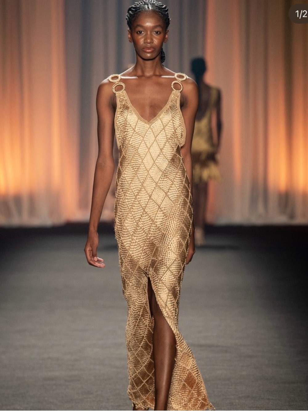 Palma Canaria small Sleek green Crochet Maxi Dress with Ring-Detail Straps